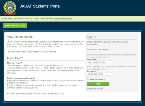 JKUAT Students Portal Login, Jomo Kenyatta University Of Agriculture ...