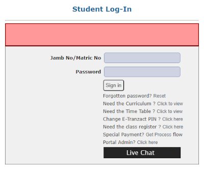 redeemer university portal login Page
