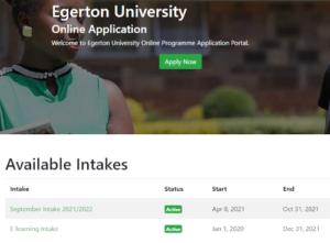 Egerton University Online Application Page