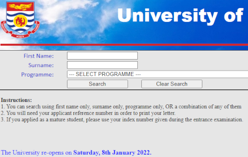 ucc admission list for